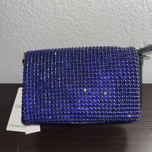 Elegant Blue Rhinestone Evening Clutch